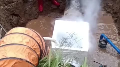 Repairing waterline. And it doesn't take days to complete this task eh?