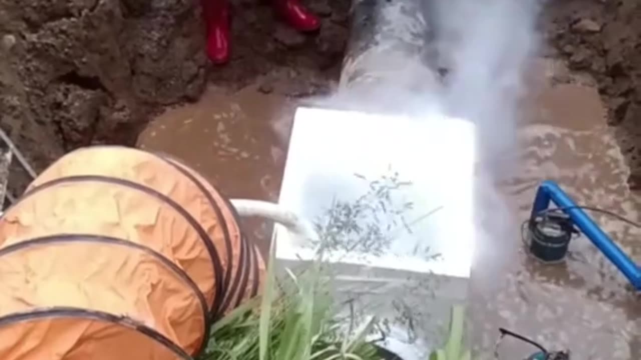 Repairing waterline. And it doesn't take days to complete this task eh?