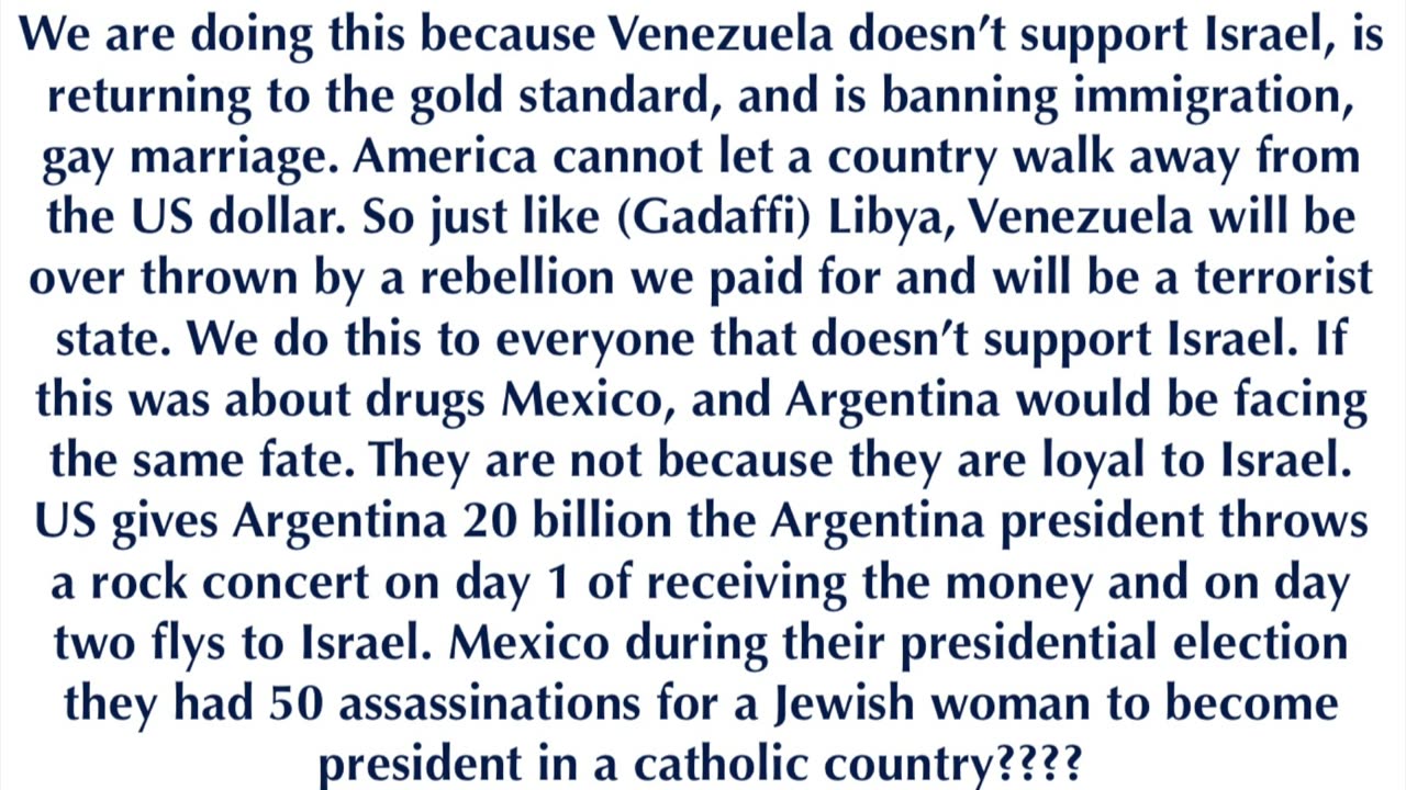 WHY ARE WE GOING TO WAR WITH VENEZUELA?