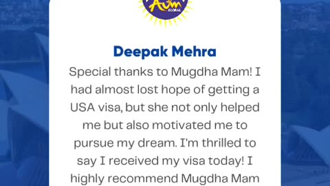 Another 5-Star Review | Thank You, Mr. Deepak Mehra | AUM Global Migration