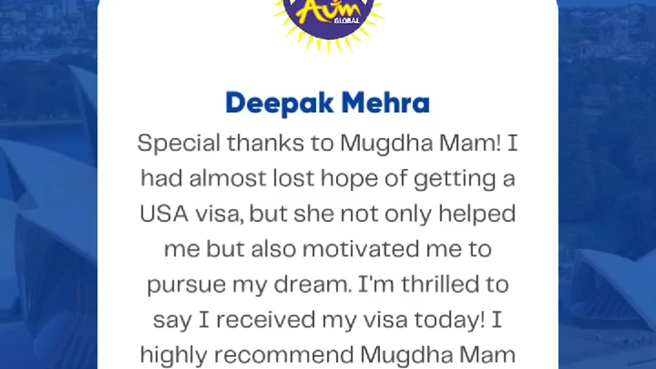 Another 5-Star Review | Thank You, Mr. Deepak Mehra | AUM Global Migration