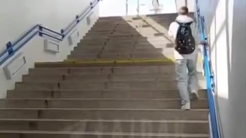 How fast can you ride down the subway stairs?