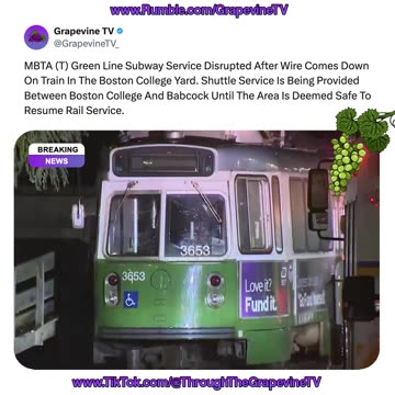 MBTA Green Line Service Halted After Wire Falls On Train Near Boston College; Shuttles Replace (T)