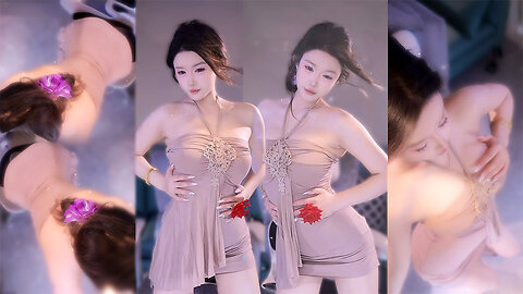 Seductive dancer in a nude strapless bodycon and heels, long pale legs, curvy allure