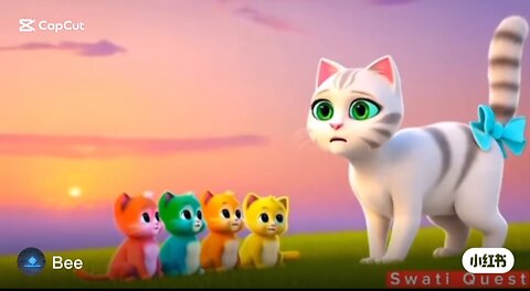 Five Funny Kittens Playing With a Ball of Yarn