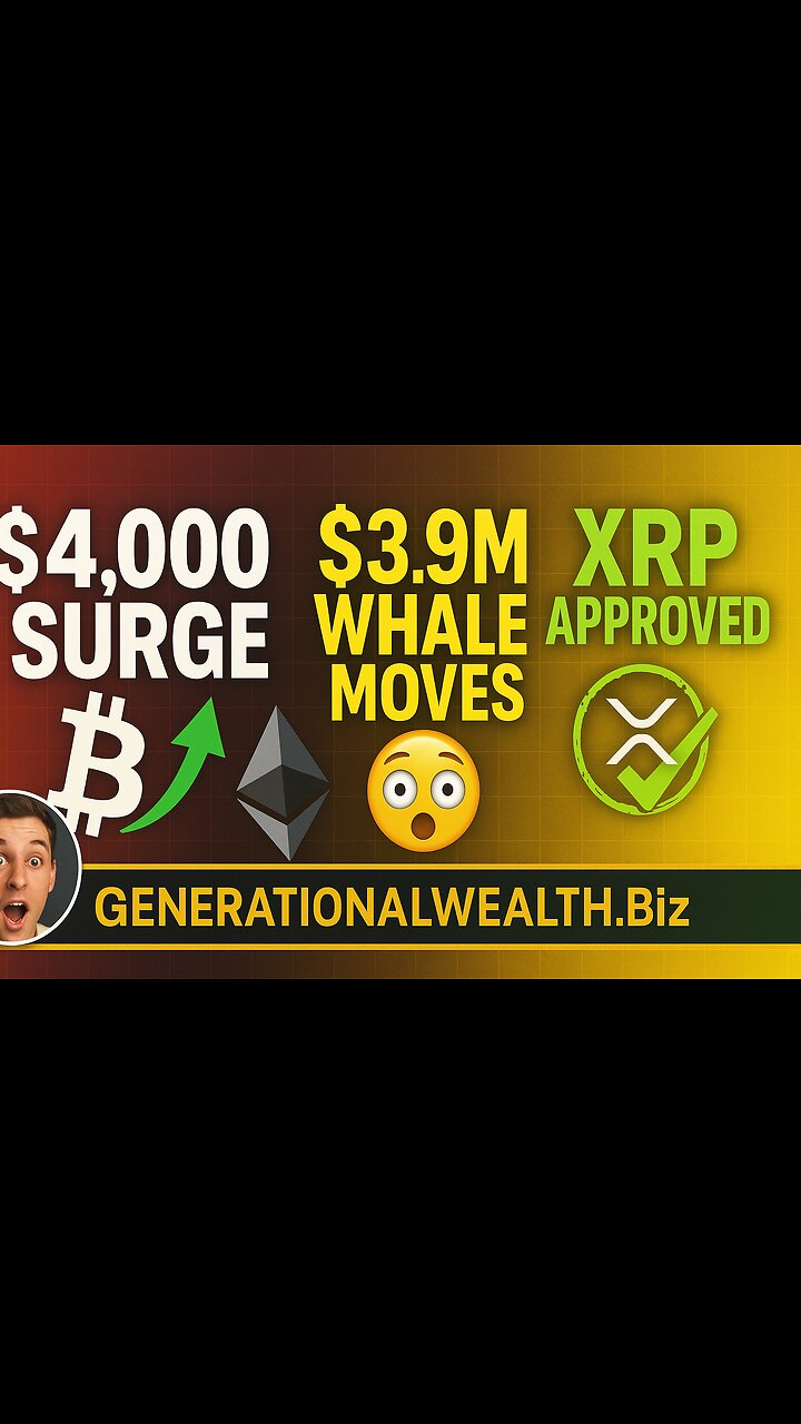 BREAKING: Bitcoin Explodes $4,000 - Ethereum Whale Dumps $3.9M - XRP Regulatory Victory