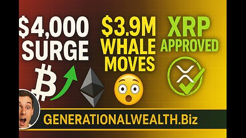 BREAKING: Bitcoin Explodes $4,000 - Ethereum Whale Dumps $3.9M - XRP Regulatory Victory