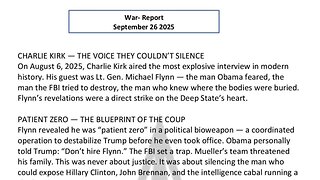 WAR REPORT - SEPT 26/2025- CHARLIE KIRK - THE VOICE THEY COULDN'T SILENCE