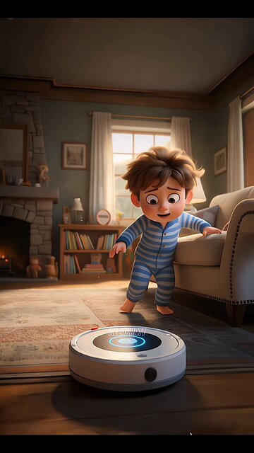 This vacuum scared him for real 😳