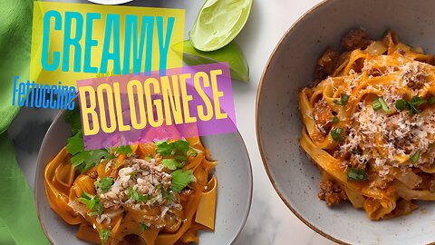 Creamy Fettuccine Bolognese 🍝✨