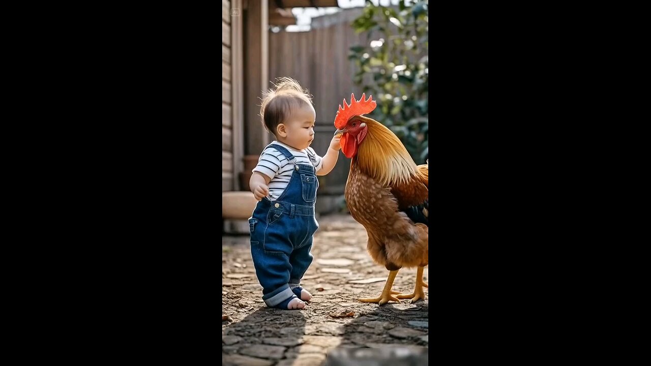 Adorable Baby vs. Big Rooster: A Fun and Unexpected Showdown! 🐥👶