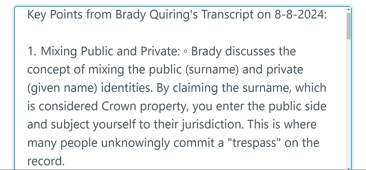 Key Points from Brady Quiring's Transcript on 8-8-2024: