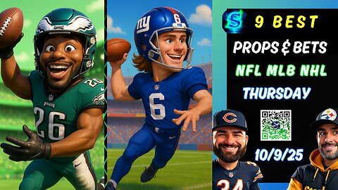 🔥9 Best Eagles vs Giants Thursday Night Football Picks & Player Props | MLB Props | NHL Props