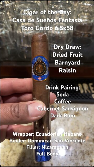 Casa de Sueños Fantasia Toro Gordo 6.5x58 #CigarOfTheDay #Short #CigarReview #Shorts