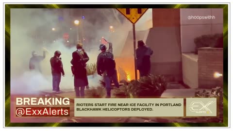 BREAKING: 🚨 Rioters SET FIRE near ICE FACILITY in Portland.