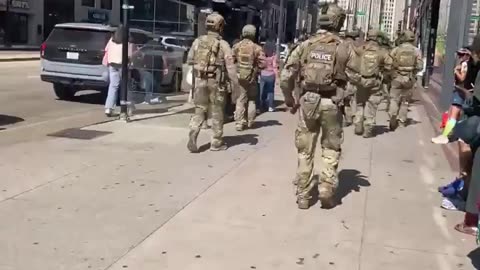 Fully armed ICE Nazis patrolling Michigan Avenue in Chicago