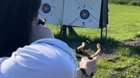 Slow-motion slingshot release