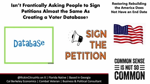 Asking People to Sign Petitions is the Same As Creating a Pre Election Voter Database