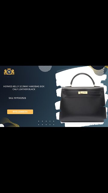 HERMES KELLY 32 2WAY HANDBAG BOX CALF LEATHER BLACK