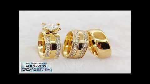 High Quality 3pcs Marriage Wedding Engagement Rings Set For Couples cz Diamond Review