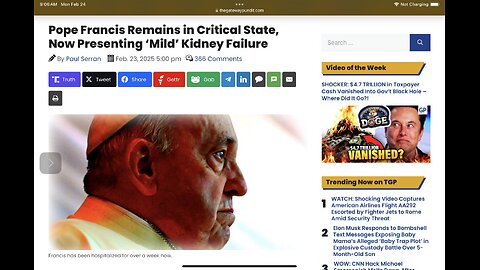 Pope Francis Remains in Critical State, Now Presenting ‘Mild’ Kidney Failure