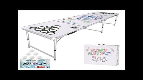 8 ft Portable Beer Pong Tailgate Table Party Drinking Game Cup Holes Review