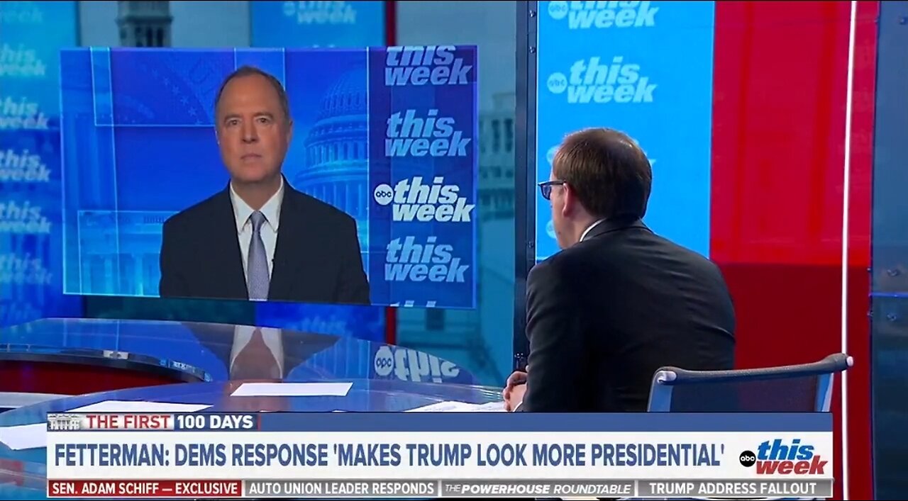 Sen Adam Schiff Is Upset Dems Didn't Have A Response To Trump's Speech