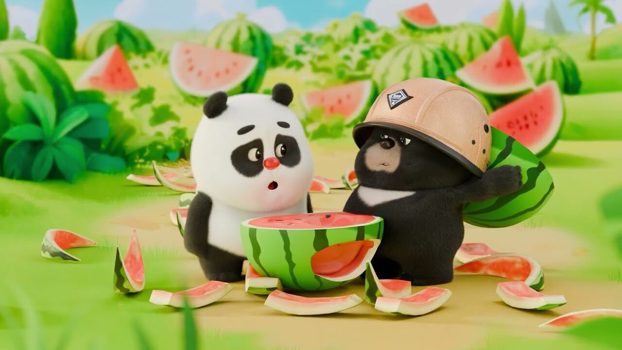 🐻🐼Watermelon battle 🍉 💗 #funnyvideo #panda #shorts