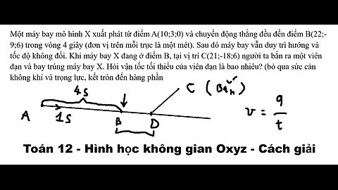 Toán 12: Hình Oxyz: Một máy bay mô hình X xuất phát từ điểm A(10;3;0) và chuyển động thẳng đều đến