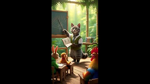 teacher cat in class