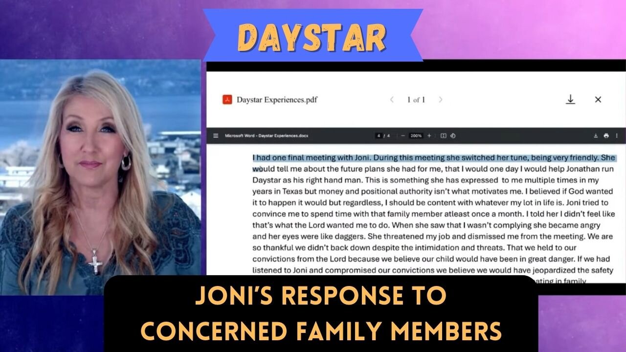 Joni's Response to Concerned Family Members