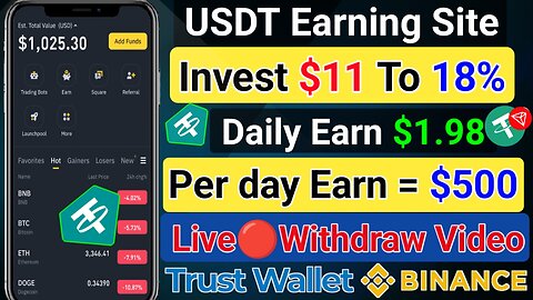 Best USDT Investment Site 2025 - Invest $11 Daily Withdraw 18% | Earn Money Online - BDWorkerFK