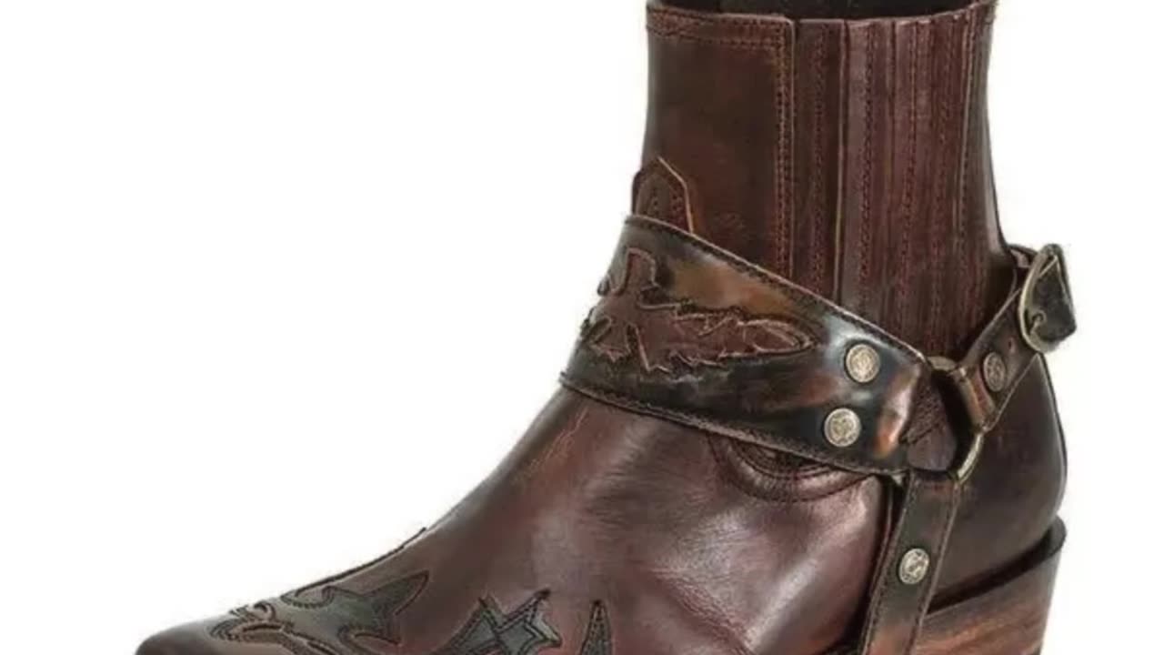 Men & Women’s Retro Square Toe Western Motorcycle Boots with Side Zipper & Belt Buckle