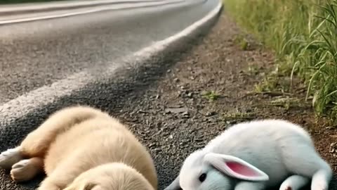 Poor_little_rabbit_because_of_a_drunk_driver_🐰_#RabbitRescue_#CuteAnimals