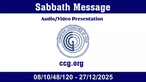 Sabbath Message (Audio) for 08/10/48/120 - 27/12/2025