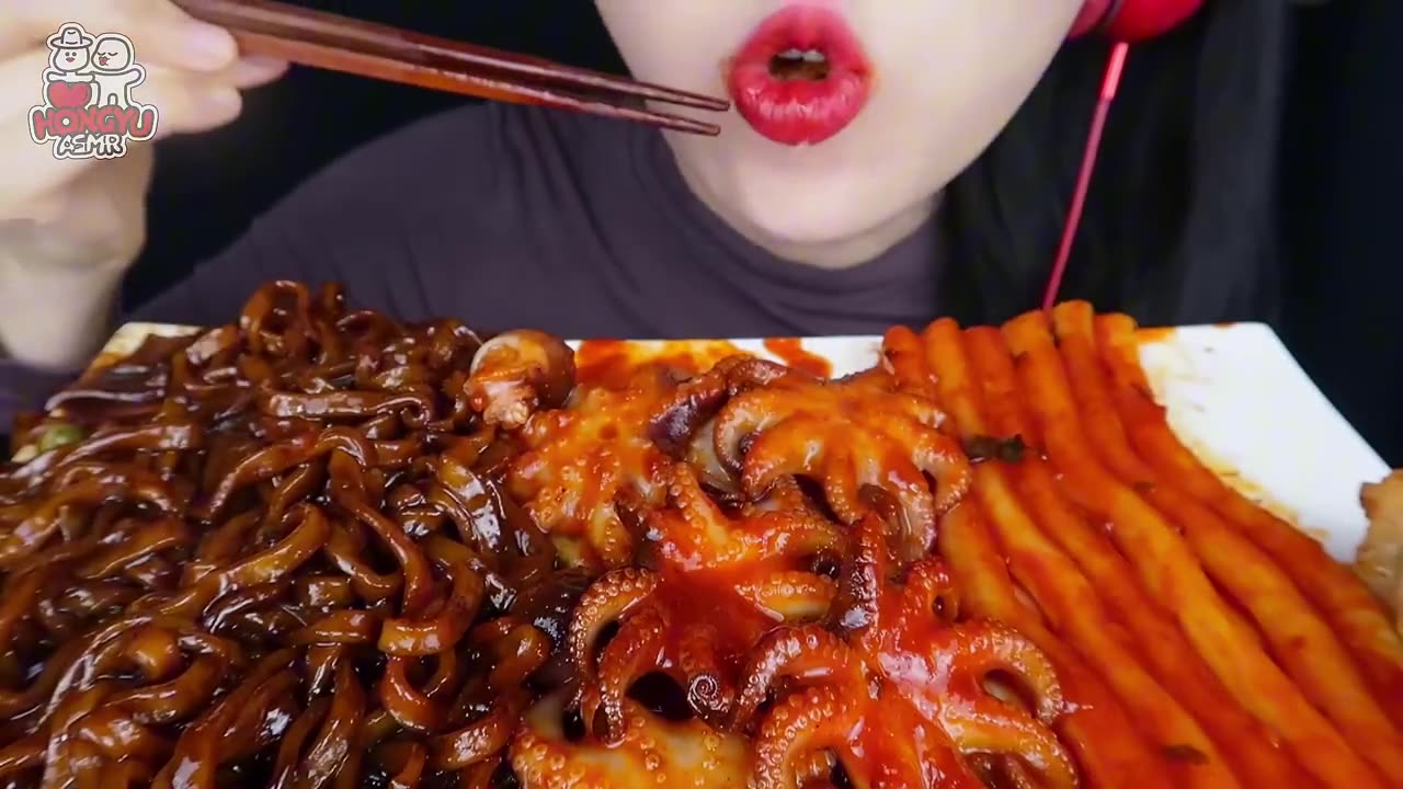 ASMR | Spicy Jjajangmyeon | Octopus | Tteokbokki Mukbang for Ultimate Satisfaction