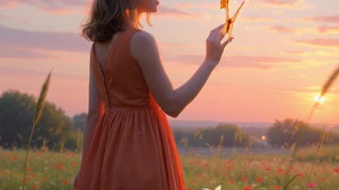 Beutyful girl in garden sundew video