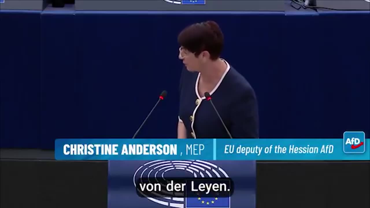 German MEP Christine Anderson has her mic cut after calling out Ursula Von der Leyen's corruption...