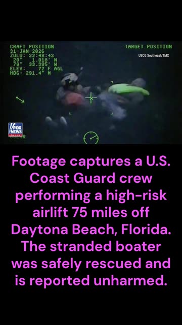 Footage captures a U.S. Coast Guard crew performing a high-risk airlift 75 miles