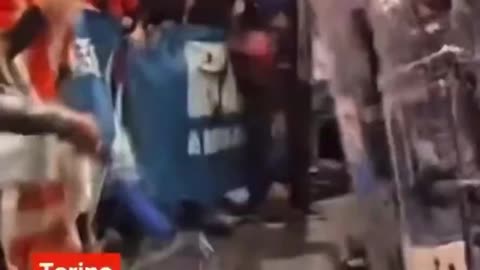 Italian Antifa and anti-Israel protesters are violently attacking the police