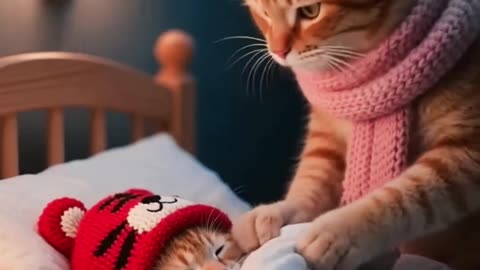 Tiger-Hat Kitten's Dream Trip with Mom & Dad to the Great Wall of China