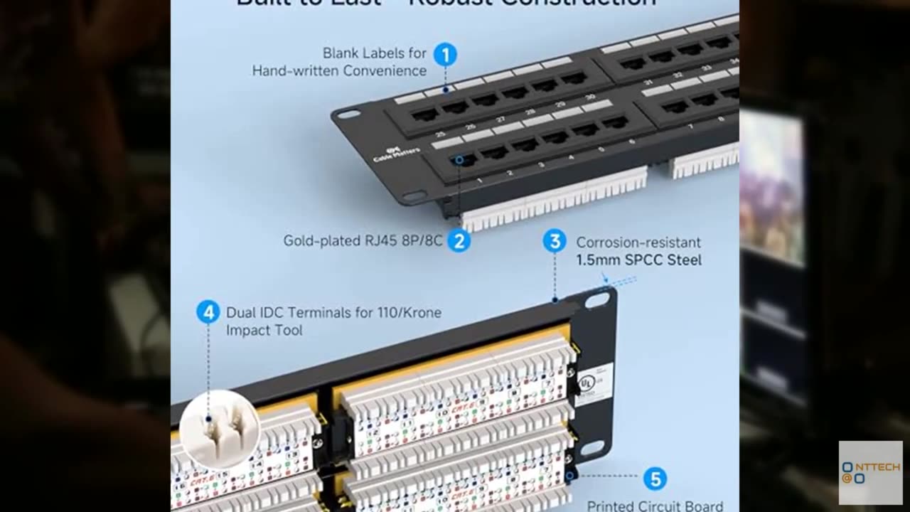 Cable Matters [UL Listed] 48 Port Patch Panel Rackmount or Wall Mount 19-Inch, 2