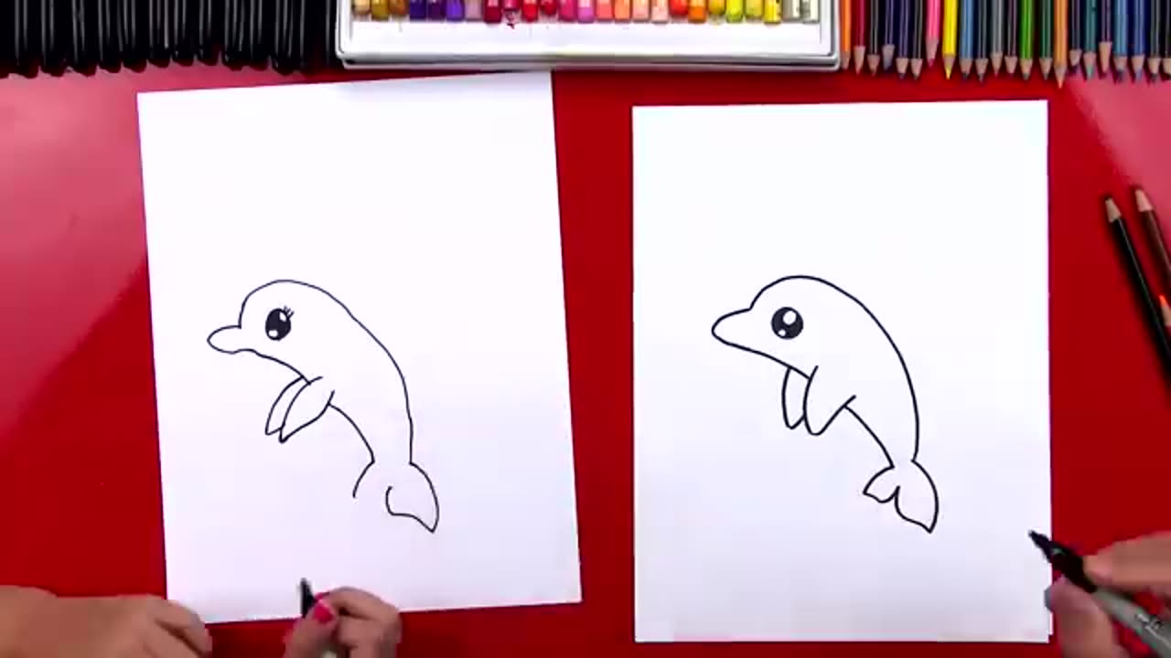 How To Draw A Cartoon Dolphin