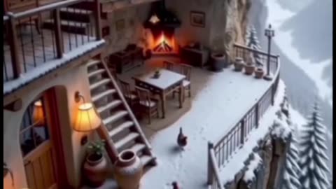 Cliff side Cave Resort with Snowy Terrace.