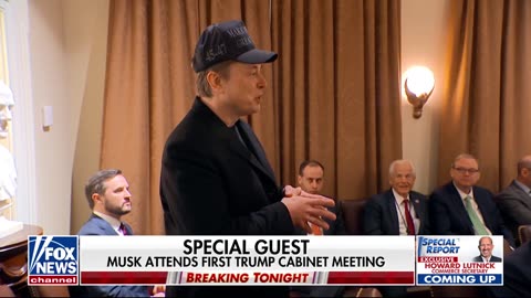 Musk attends first Cabinet meeting.