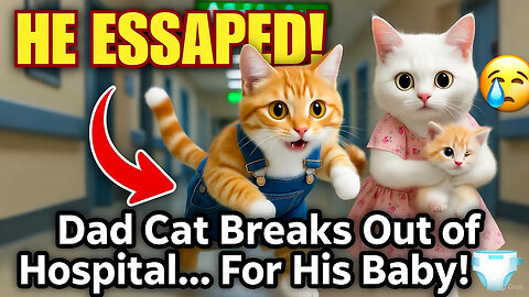 "Dad Cat ESCAPES Hospital to Save His Baby! 😱💔 (Emotional)"