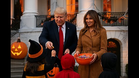 President Trump and Melania pass out candy for Halloween at the White House