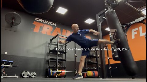 1/19/26: At age 72, my bag workouts continue at Crunch Fitness in Acworth, GA. Standing Side Kick