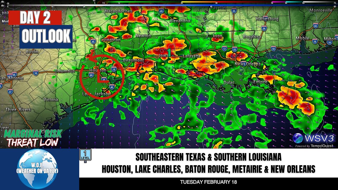 🌪️ Tornado Threat: S. Louisiana Tuesday Night! 2/17/25 #shorts #weather