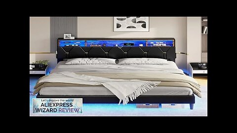 King Size Bed Frame with LED Lights and Headboard Storage LED Bed Review